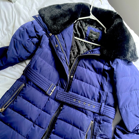 Dark purple/navy blue winter coat with real geese filling - Picture 1 of 6